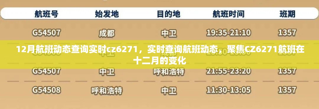 实时查询航班动态,聚焦CZ6271航班在12月的航班动态变化